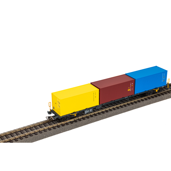 PIKO 24634 – Wagon platforma Sgnss ČD z 3 kontenerami, Epoka VI (H0, 1:87)
